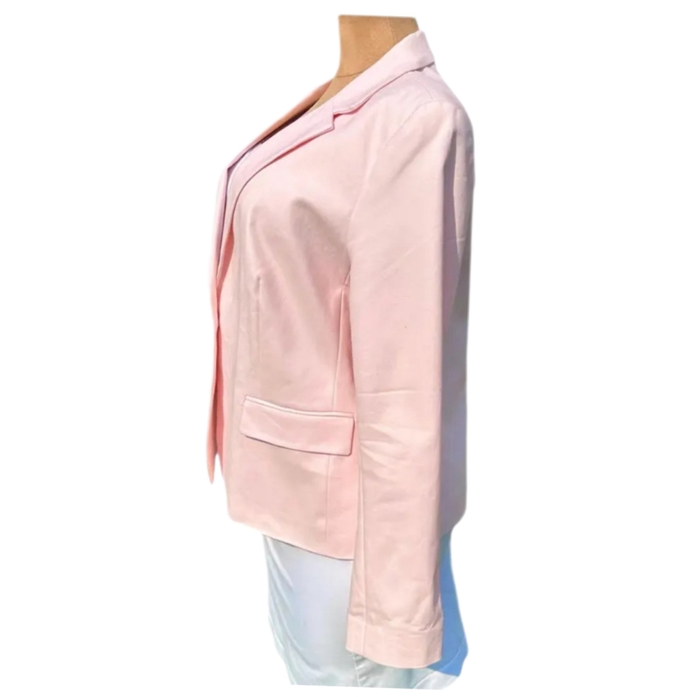 VTG Liz Claiborne Career Blazer Sz L Soft Pink Pastel Cotton 1-Button Lined EUC - Picture 3 of 10